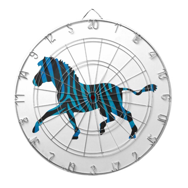 Zebra Black och Blue Silhouette Piltavla (Framsidan)