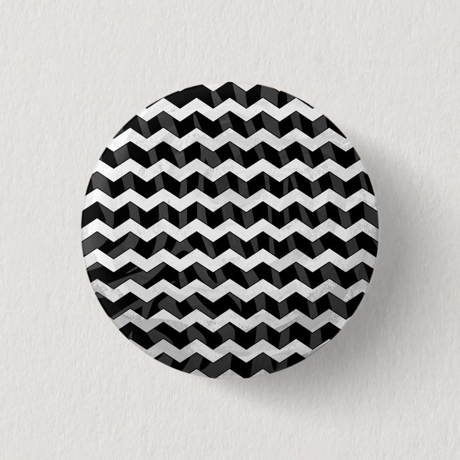 Zebra Black och Grått Chevron Knapp (Framsida)