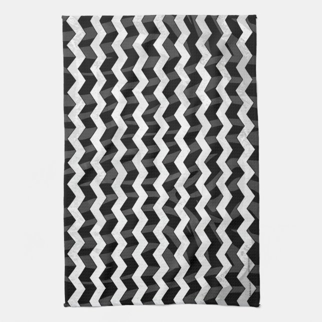 Zebra Black och Grått Chevron Kökshandduk (Vertikal)