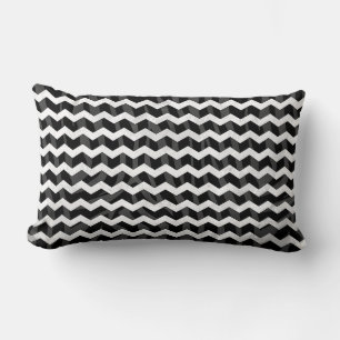 Zebra Black och Grått Chevron Lumbarkudde