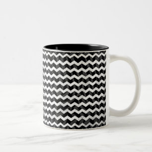 Zebra Black och Grått Chevron Två-Tonad Mugg