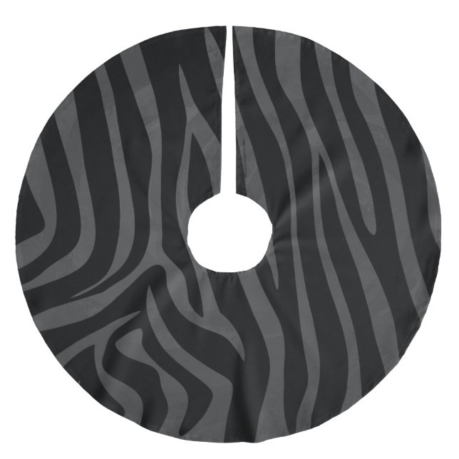 Zebra Black och Grått Print Julgransmatta Borstad Polyester (Framsidan)