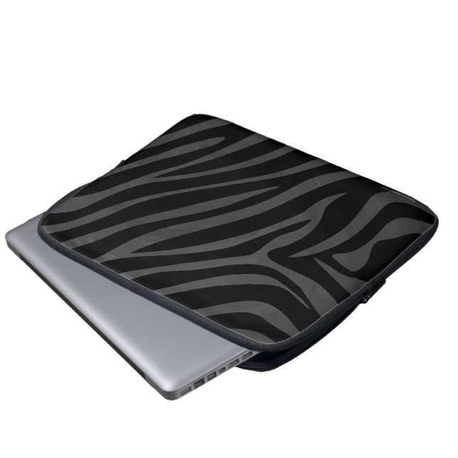 Zebra Black och Grått Print Laptop Fodral (Framre botten)