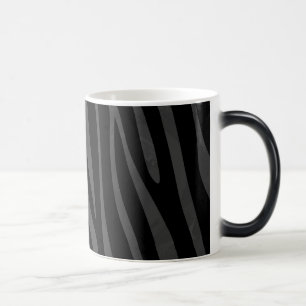 Zebra Black och Grått Print Magisk Mugg