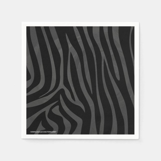 Zebra Black och Grått Print Pappersservett (Framsidan)