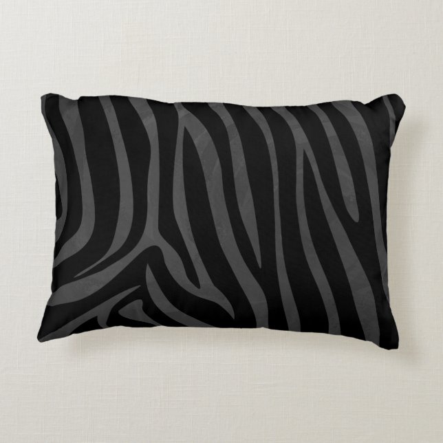 Zebra Black och Grått Print Prydnadskudde (Baksidan)