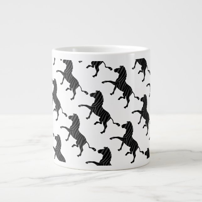 Zebra Black och Grått Print Silhouette Jumbo Mugg (Framsidan)