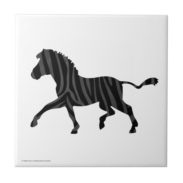 Zebra Black och Grått Print Silhouette Kakelplatta (Framsidan)