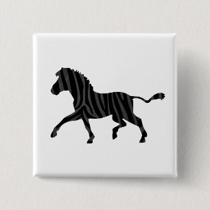Zebra Black och Grått Print Silhouette Knapp