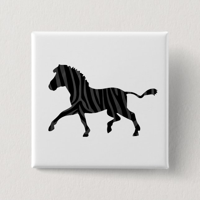Zebra Black och Grått Print Silhouette Knapp (Framsida)