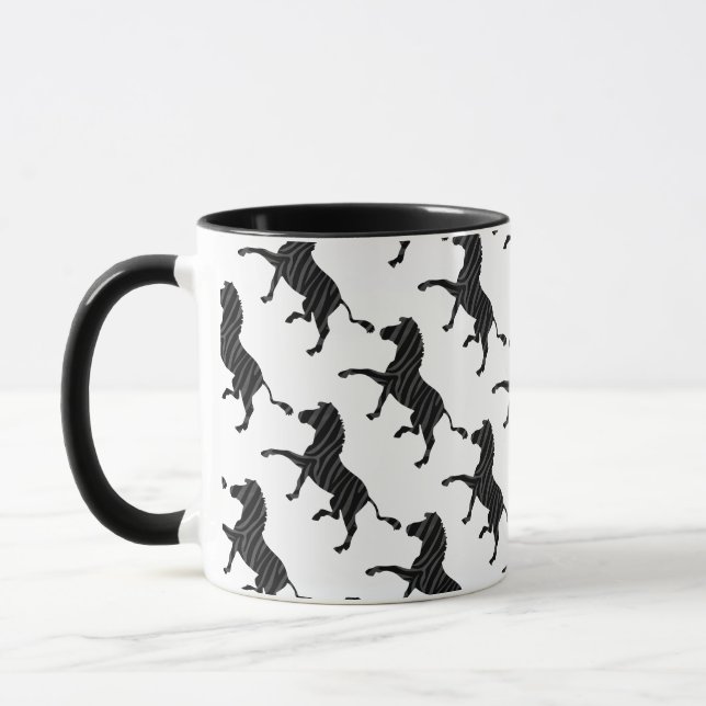 Zebra Black och Grått Print Silhouette Mugg (Vänster)