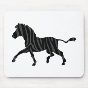 Zebra Black och Grått Print Silhouette Musmatta