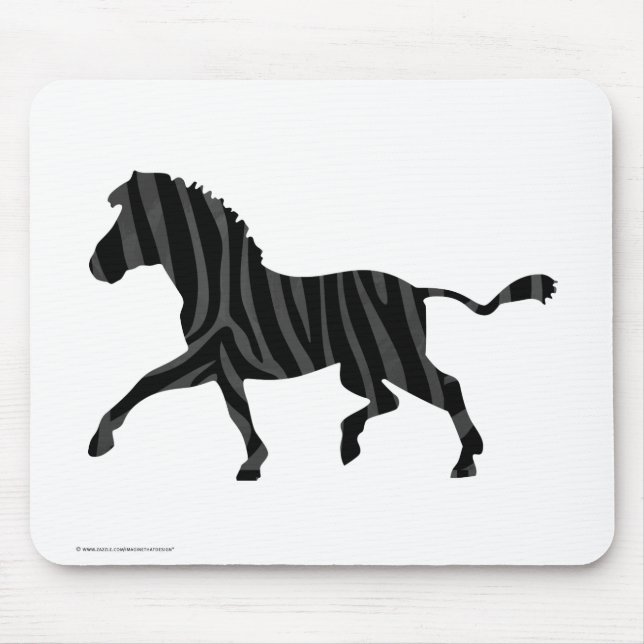 Zebra Black och Grått Print Silhouette Musmatta (Framsidan)
