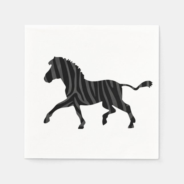 Zebra Black och Grått Print Silhouette Pappersservett (Framsidan)