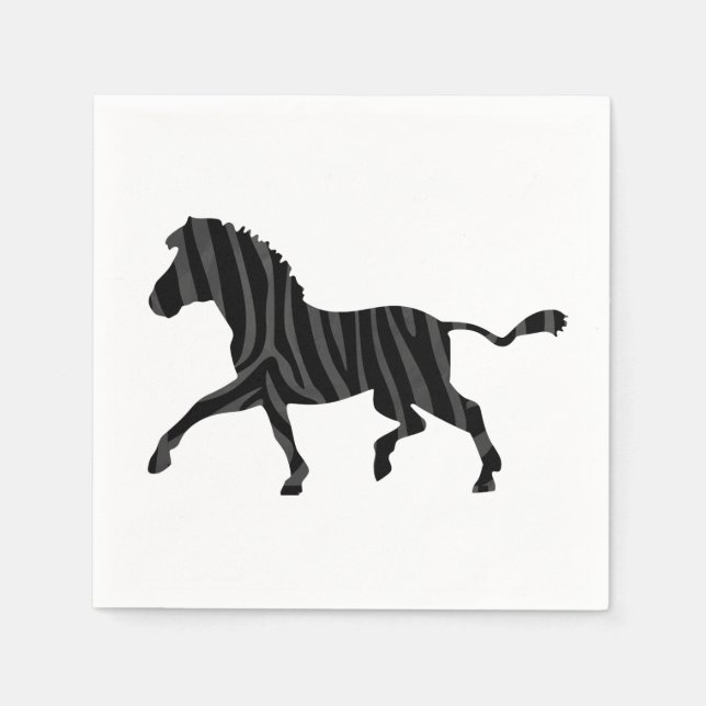 Zebra Black och Grått Print Silhouette Pappersservett (Framsidan)