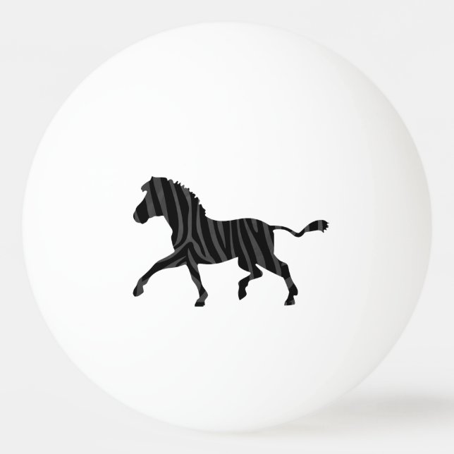 Zebra Black och Grått Print Silhouette Pingisboll (Baksidan)