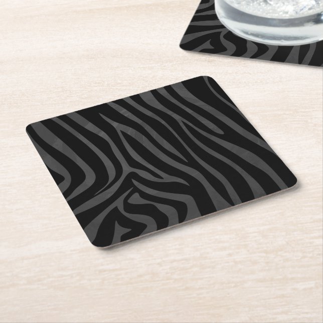 Zebra Black och Grått Print Underlägg Papper Kvadrat (Vinklad)