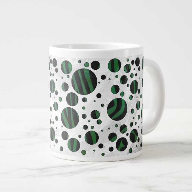 Zebra Black och Grönt Polka Dot Jumbo Mugg (Framsida höger)