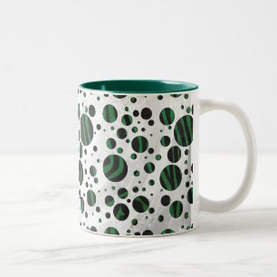 Zebra Black och Grönt Polka Dot Två-Tonad Mugg