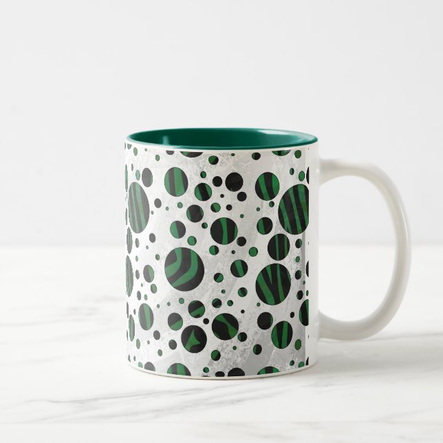 Zebra Black och Grönt Polka Dot Två-Tonad Mugg (Höger)