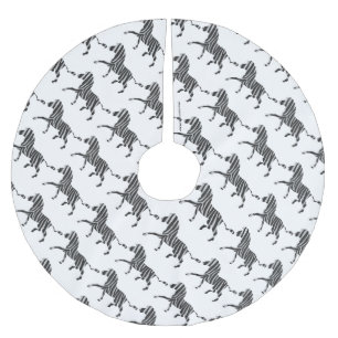 Zebra Black och Light Grått Silhouette Julgransmatta Borstad Polyester