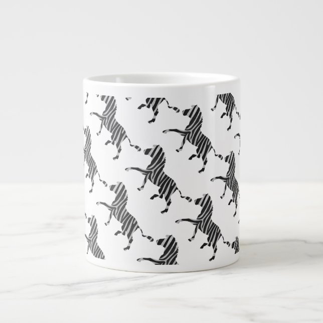 Zebra Black och Light Grått Silhouette Jumbo Mugg (Framsidan)