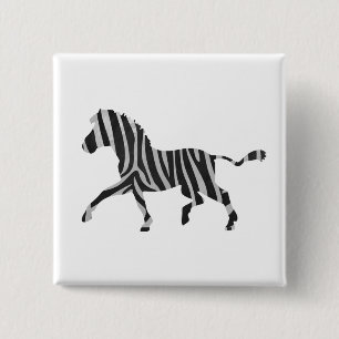 Zebra Black och Light Grått Silhouette Knapp