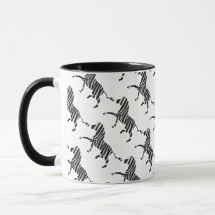 Zebra Black och Light Grått Silhouette Mugg