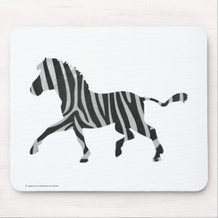Zebra Black och Light Grått Silhouette Musmatta