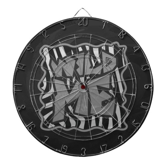 Zebra Black och Light Grått Vild Me Darttavla (Framsidan)