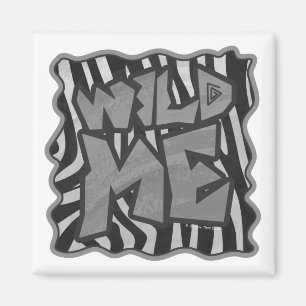 Zebra Black och Light Grått Vild Me Magnet