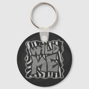 Zebra Black och Light Grått Vild Me Nyckelring