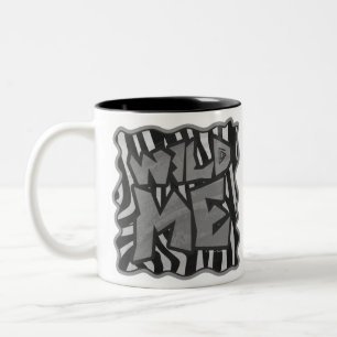 Zebra Black och Light Grått Vild Me Två-Tonad Mugg