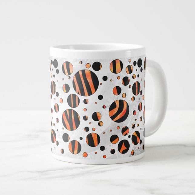 Zebra Black och Orange Polka dots Jumbo Mugg (Framsida höger)