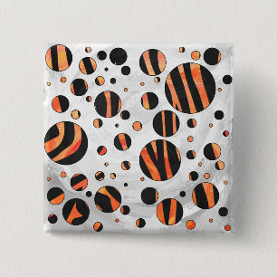 Zebra Black och Orange Polka dots Knapp