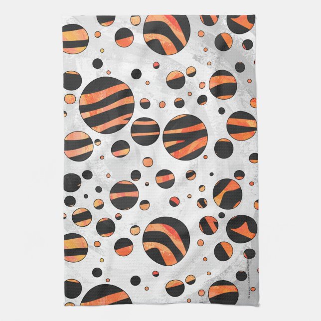 Zebra Black och Orange Polka dots Kökshandduk (Vertikal)