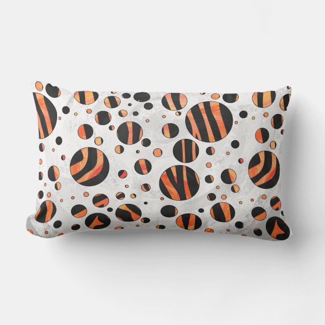 Zebra Black och Orange Polka dots Lumbarkudde (Framsida)