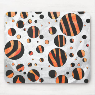 Zebra Black och Orange Polka dots Musmatta