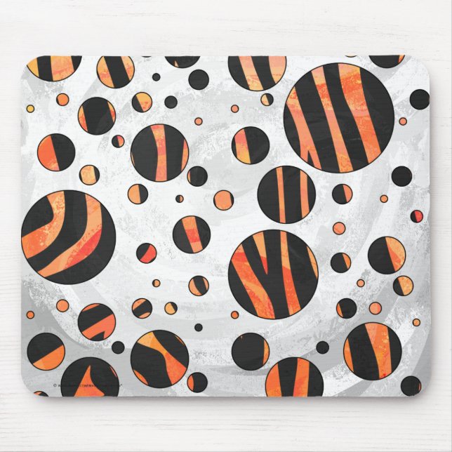 Zebra Black och Orange Polka dots Musmatta (Framsidan)