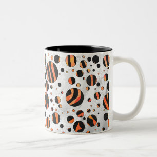 Zebra Black och Orange Polka dots Två-Tonad Mugg