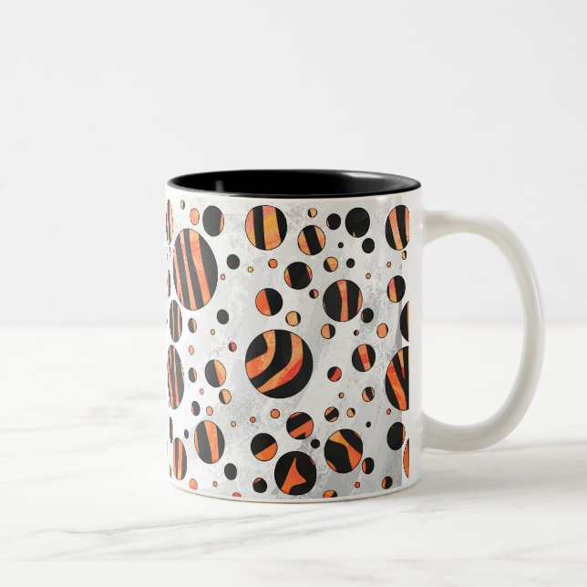 Zebra Black och Orange Polka dots Två-Tonad Mugg (Höger)