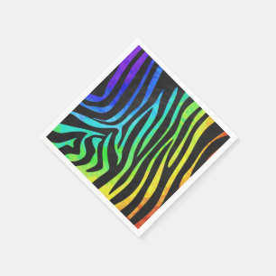Zebra Black och Rainbow Print Pappersservett