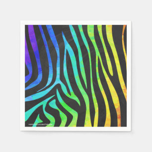 Zebra Black och Rainbow Print Pappersservett