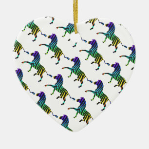 Zebra Black och Rainbow Silhouette Julgransprydnad Keramik
