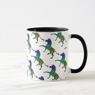 Zebra Black och Rainbow Silhouette Mugg