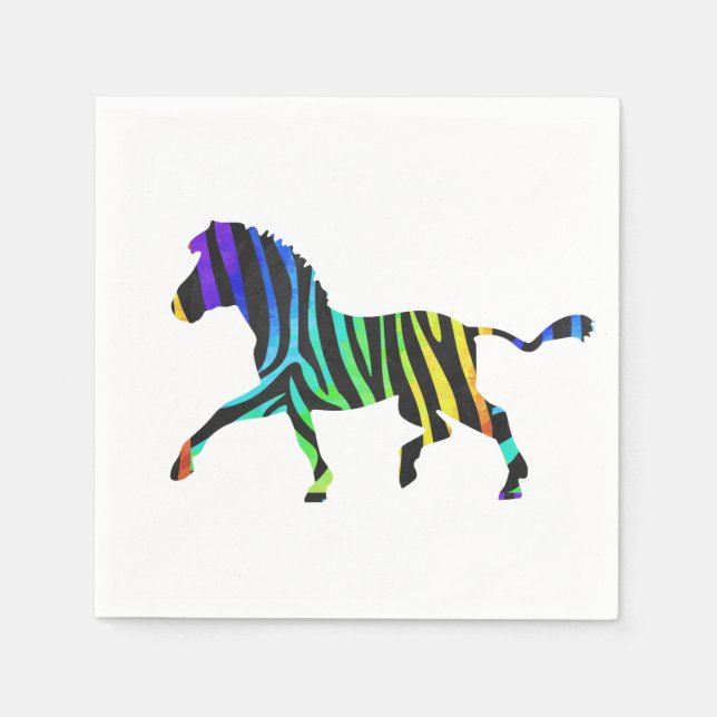 Zebra Black och Rainbow Silhouette Pappersservett (Framsidan)