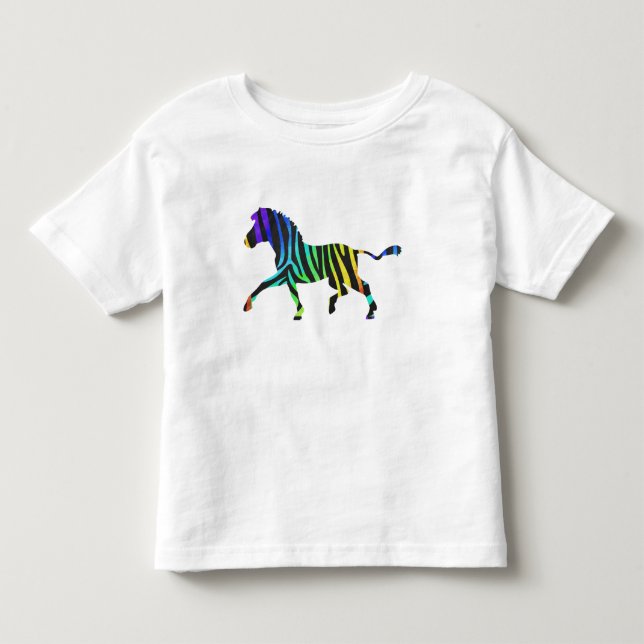 Zebra Black och Rainbow Silhouette Tee Shirt (Framsida)