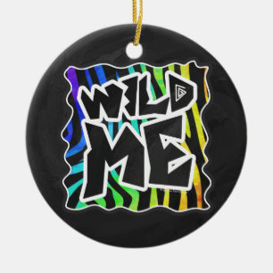 Zebra Black och Rainbow Vild me Julgransprydnad Keramik