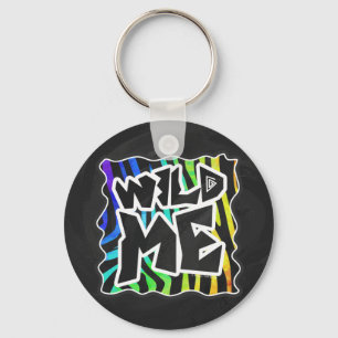 Zebra Black och Rainbow Vild me Nyckelring