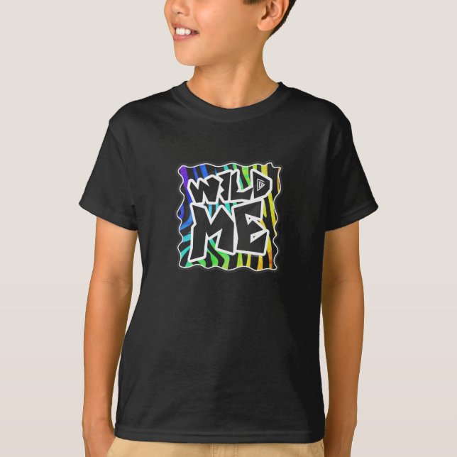 Zebra Black och Rainbow Vild me Tee Shirt (Framsida)